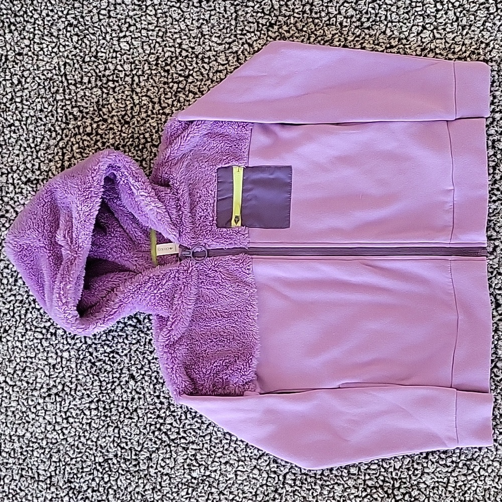 Ideology Girls Purple Hoodie Faux Fur Zip Up Jacket Size M (8)